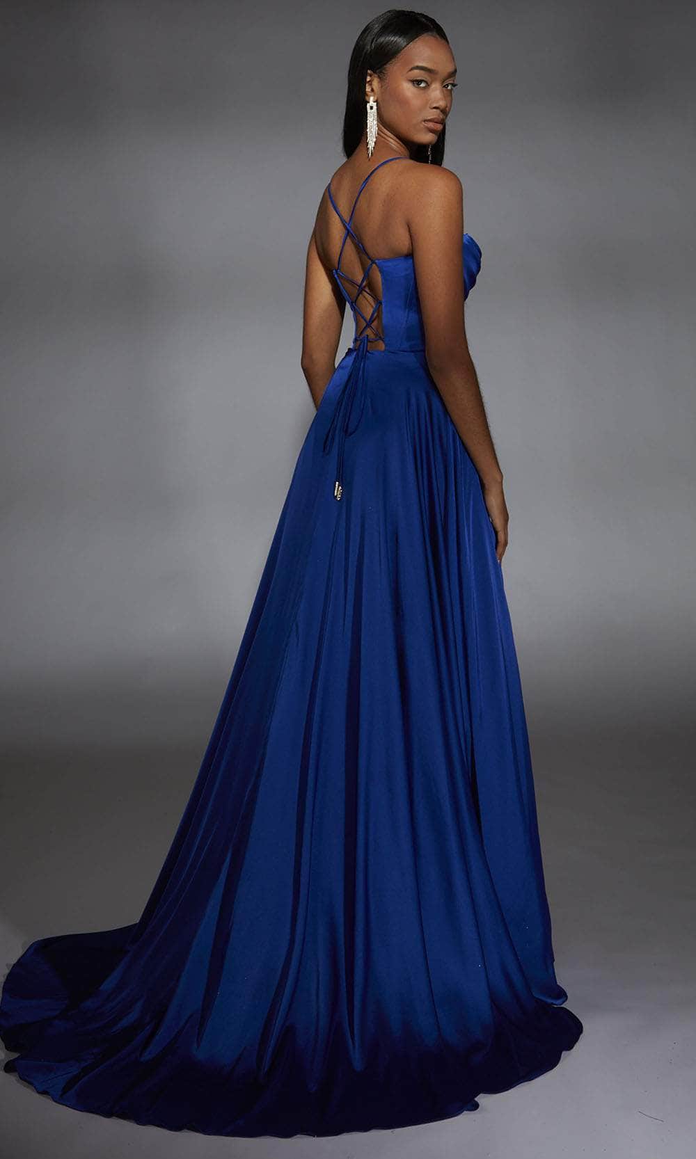 long alyce high low taffeta prom dress with slit Alyce Prom 61139 Prom Dresses Dallas-Formal Dresses Dallas|Shimmer Boutique