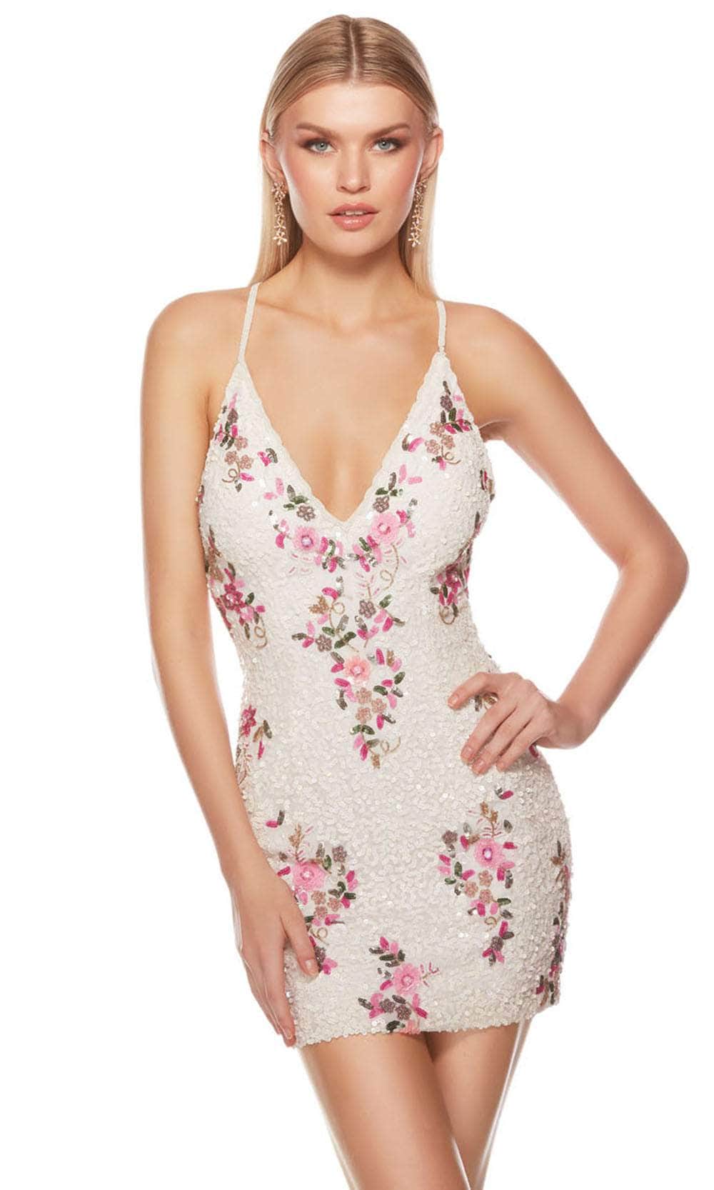 Alyce Paris 84004 - Floral Deep V-Neck Cocktail Dress 12 / Ivory - Shop Alyce Paris Dresses On Couture Candy at CoutureCandy.com Alyce Paris 84004 - Floral Deep V-Neck Cocktail Dress 12 / Ivory - Shop Alyce Paris Dresses On Couture Candy at CoutureCandy.com