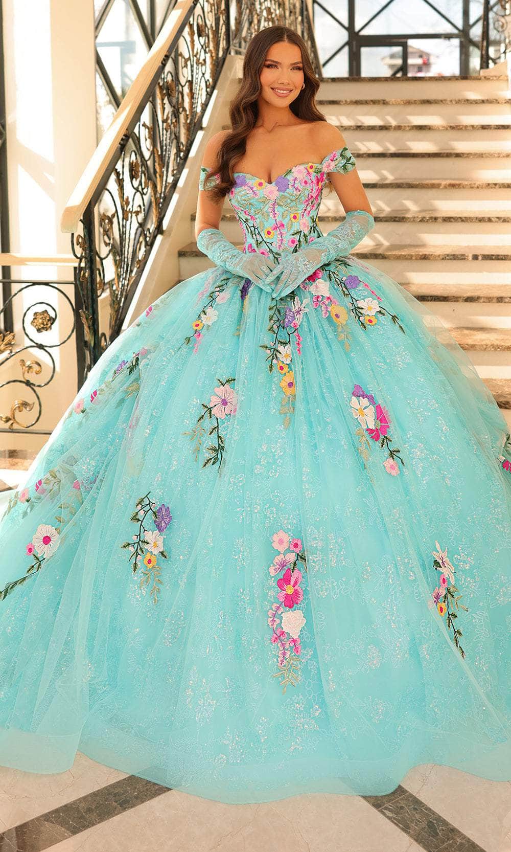 Amarra 54200 Long Quinceanera Dress Fuchsia/Multi / 20 Amarra 54200 Long Quinceanera Dress Fuchsia/Multi / 20