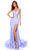 Amarra 88798 - Plunging V-Neck Prom Dress with Slit Special Occasion Dress 000 / Periwinkle