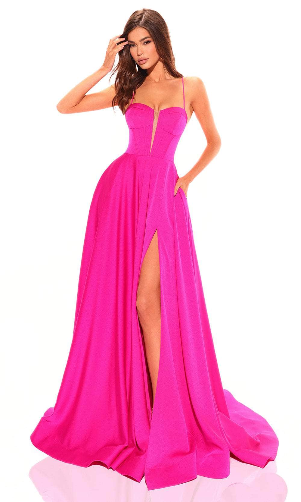 Amarra 88801 - Fitted Plunging A-line Prom Dress Couture Candy Amarra 88801 - Fitted Plunging A-line Prom Dress Couture Candy