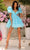 Amarra 94043 - Puff Sleeve Sweetheart Neck Cocktail Dress Special Occasion Dress 000 / Light Blue