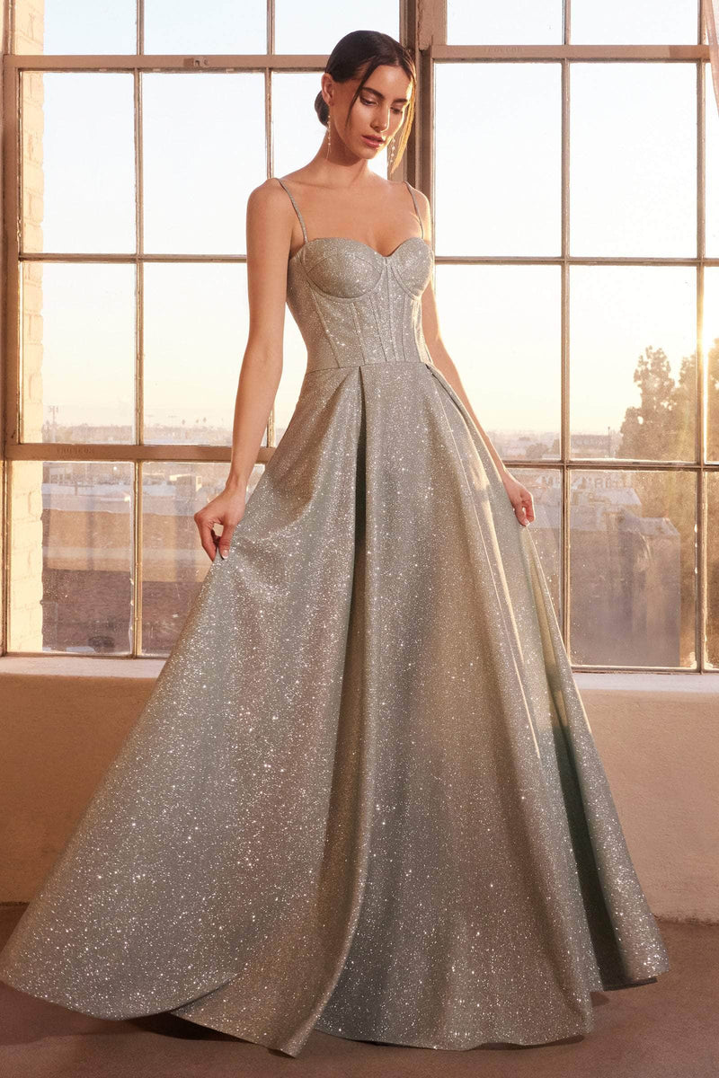 Ladivine Amoris T605 Off Shoulder Sweetheart Neck Metallic Prom Gown