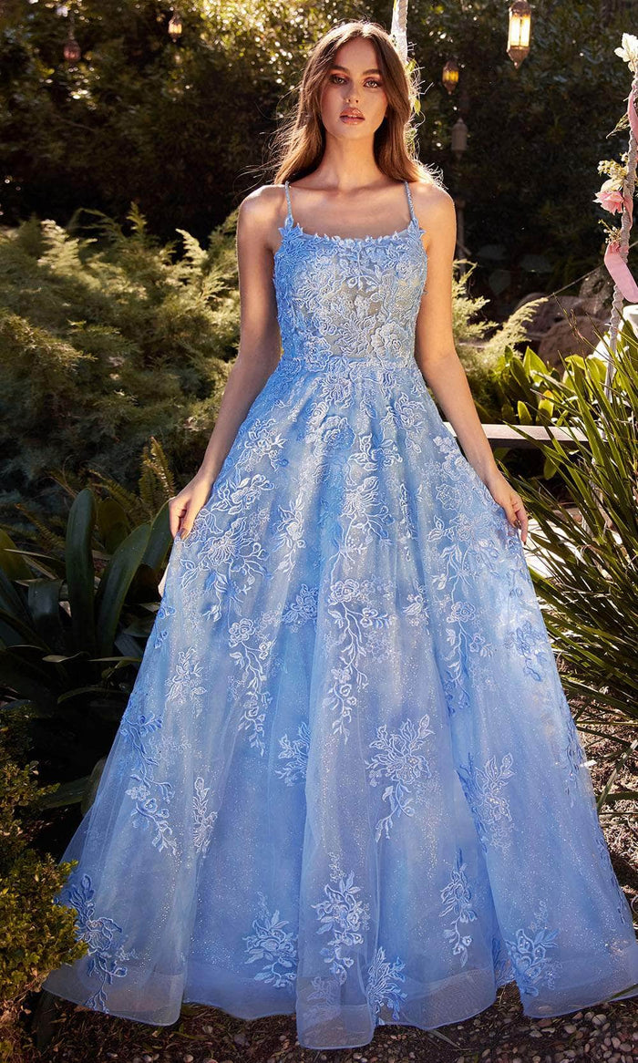 Andrea And Leo A1248 - Embroidered A-Line Gown Prom Dresses 2 / Blue