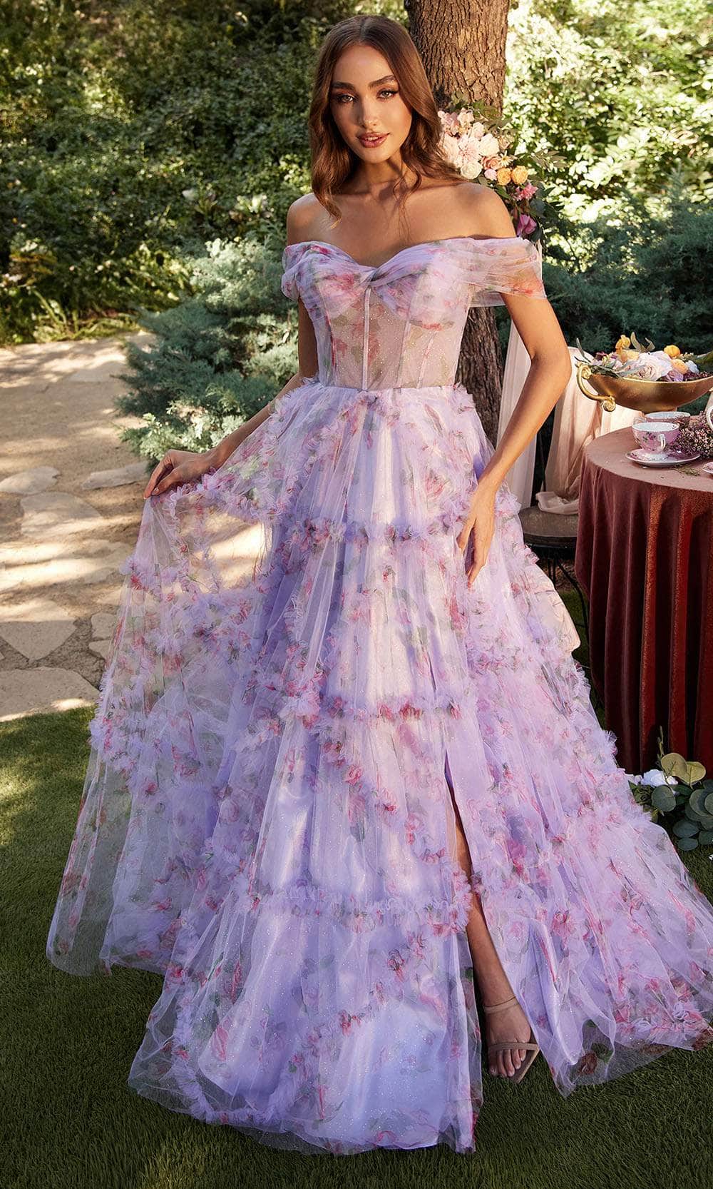 Andrea and Leo A1286 - Floral Off Shoulder Evening Dress Andrea and Leo A1286 - Floral Off Shoulder Evening Dress