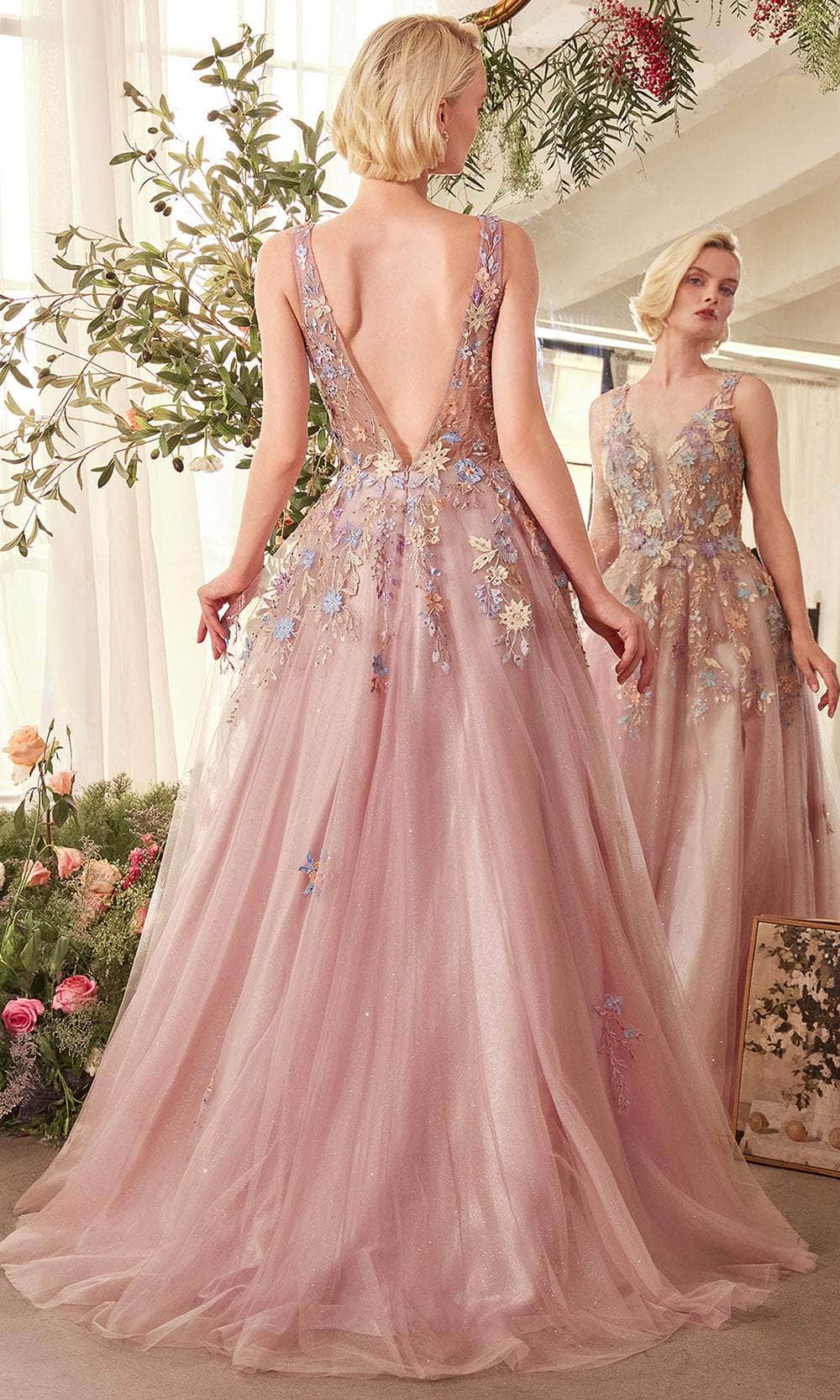 Andrea and Leo A1394 - Long Tulle A-Line Dress - Sleeveless, Wide Straps, Multicolored Lace Applique, Beaded, V-Shaped Back, Sweep Train Couture Candy Andrea and Leo A1394 - Long Tulle A-Line Dress - Sleeveless, Wide Straps, Multicolored Lace Applique, Beaded, V-Shaped Back, Sweep Train Couture Candy