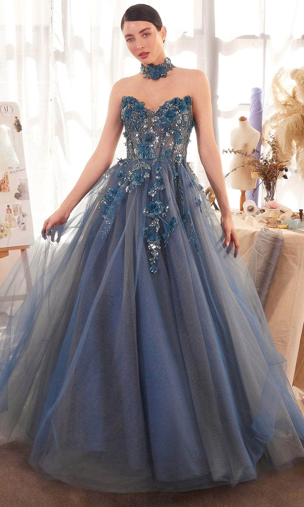 Andrea and Leo A1399 - 3D Floral Accent Sweetheart Prom Gown - View 3 | Shop Formal Dress