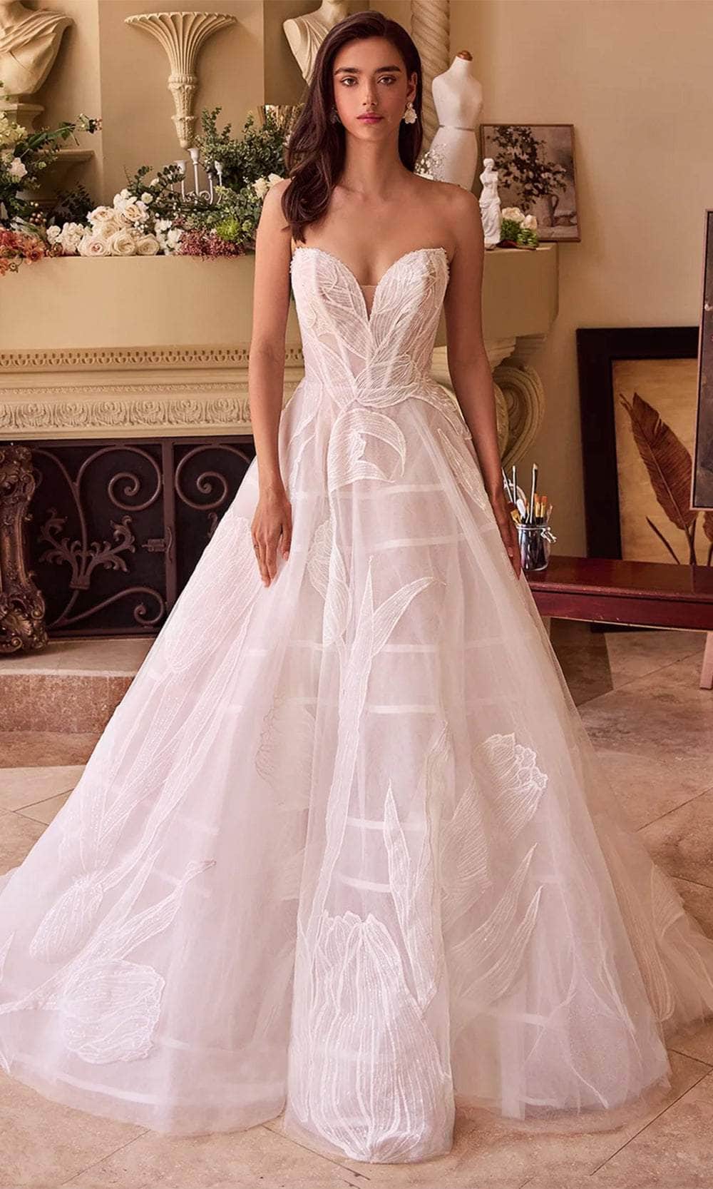 Andrea and Leo WL043 - Long Tulle A-Line Dress