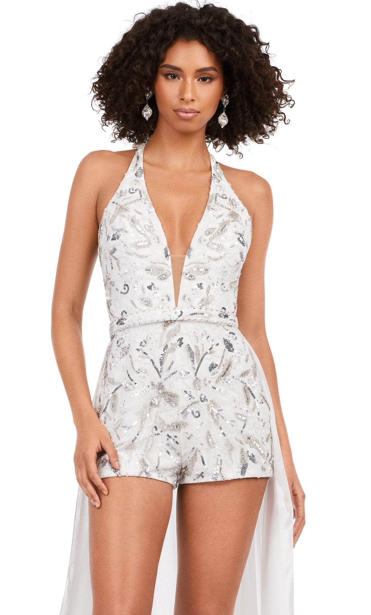 Black Glitter Short Romper With White Fur Outfit Sparkly Romper