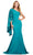 Ashley Lauren 11421 - Beaded Ruffled Sleeve Evening Gown Prom Dresses 0 / Teal
