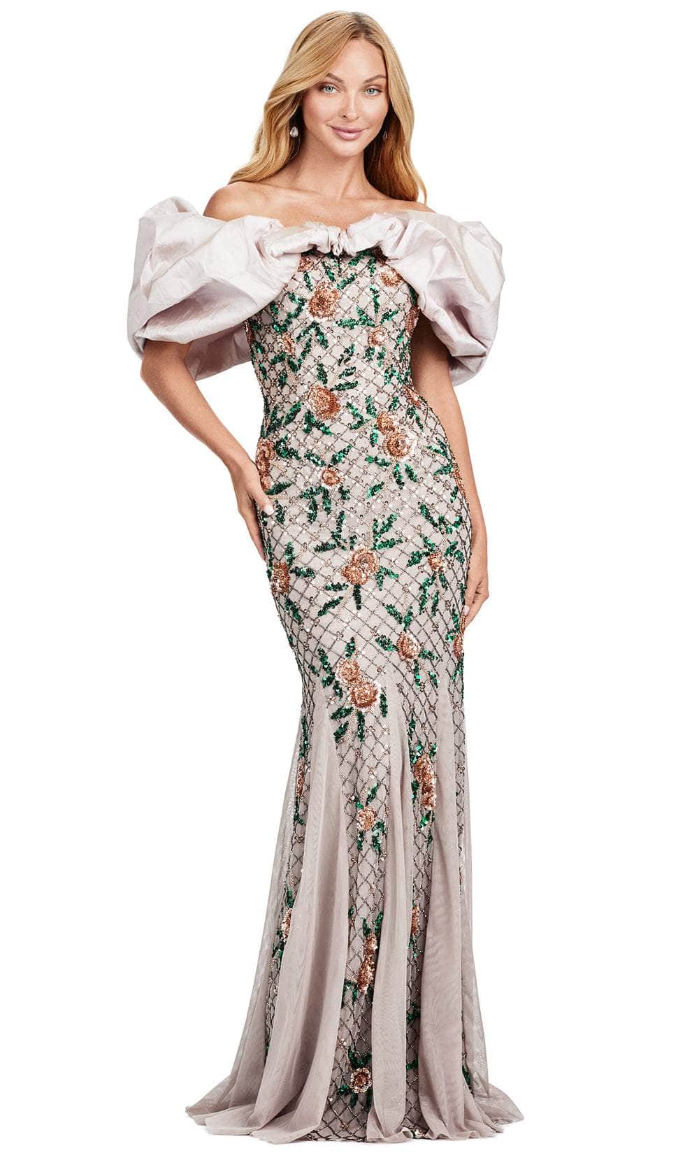 Ashley Lauren 11433 - Puff Sleeve Off-Shoulder Evening Dress Couture Candy Ashley Lauren 11433 - Puff Sleeve Off-Shoulder Evening Dress Couture Candy