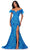Ashley Lauren 11463 - Feather Sleeve Sequin Prom Dress Prom Dresses 00 / Turquoise/Royal