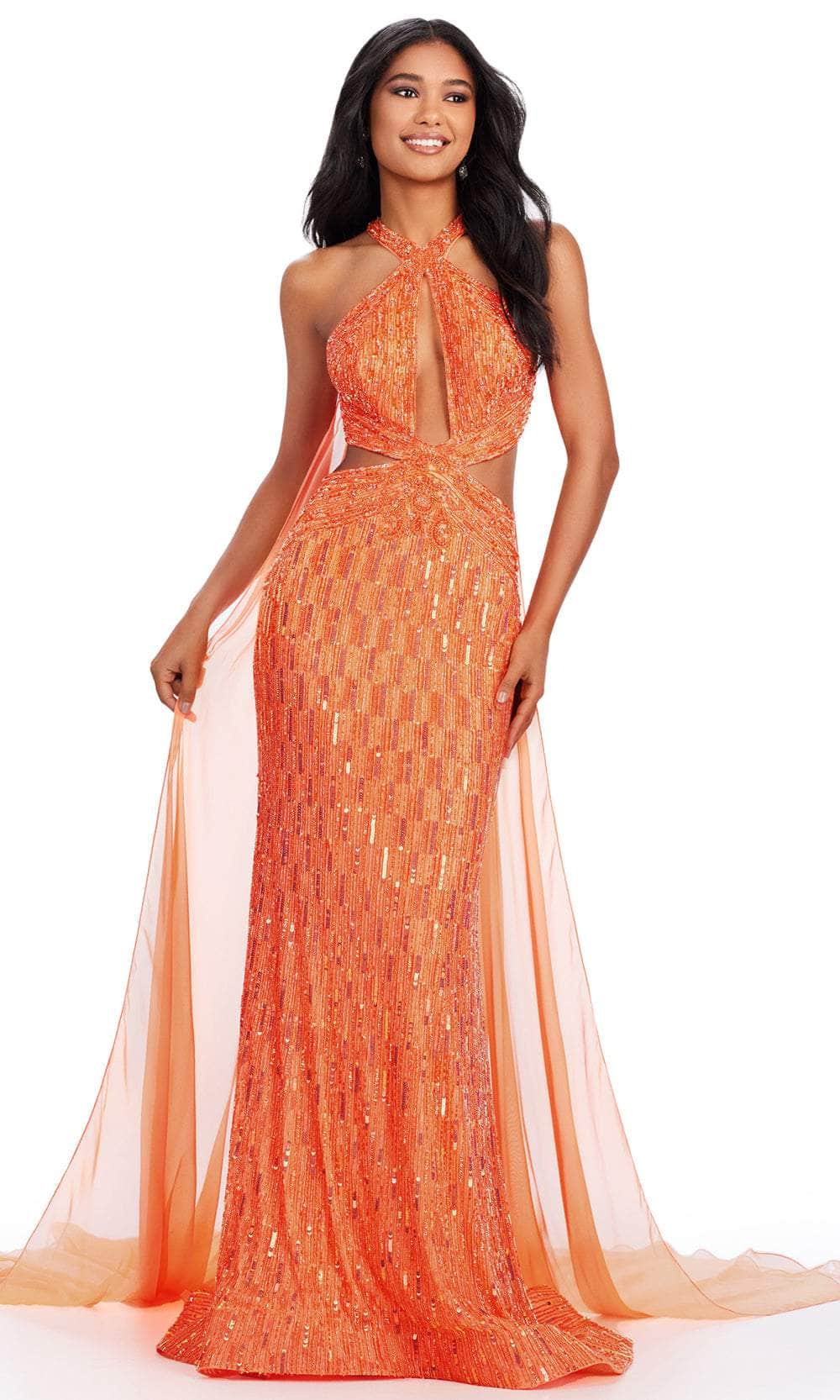 orange cut out prom dress Cutout Back OrangeTassel Long Formal Dress with Slit FancyVestido