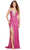 Ashley Lauren 11521 - Plunging V-Neck Sequin Evening Gown Prom Dresses 0 / Hot Pink