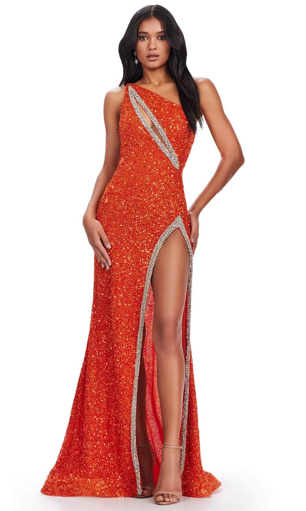 Ashley Lauren 11635 - Asymmetric Cutout Sequin Prom Gown 2 / Orange - Shop Ashley Lauren Dresses On Couture Candy at CoutureCandy.com Ashley Lauren 11635 - Asymmetric Cutout Sequin Prom Gown 2 / Orange - Shop Ashley Lauren Dresses On Couture Candy at CoutureCandy.com