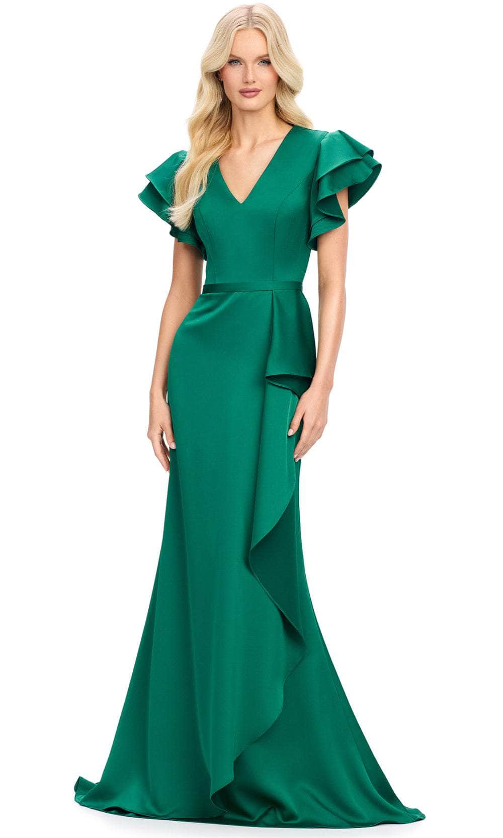 Ashley Lauren 11737 - Flutter Sleeve Ruffle Evening Gown Couture Candy Ashley Lauren 11737 - Flutter Sleeve Ruffle Evening Gown Couture Candy