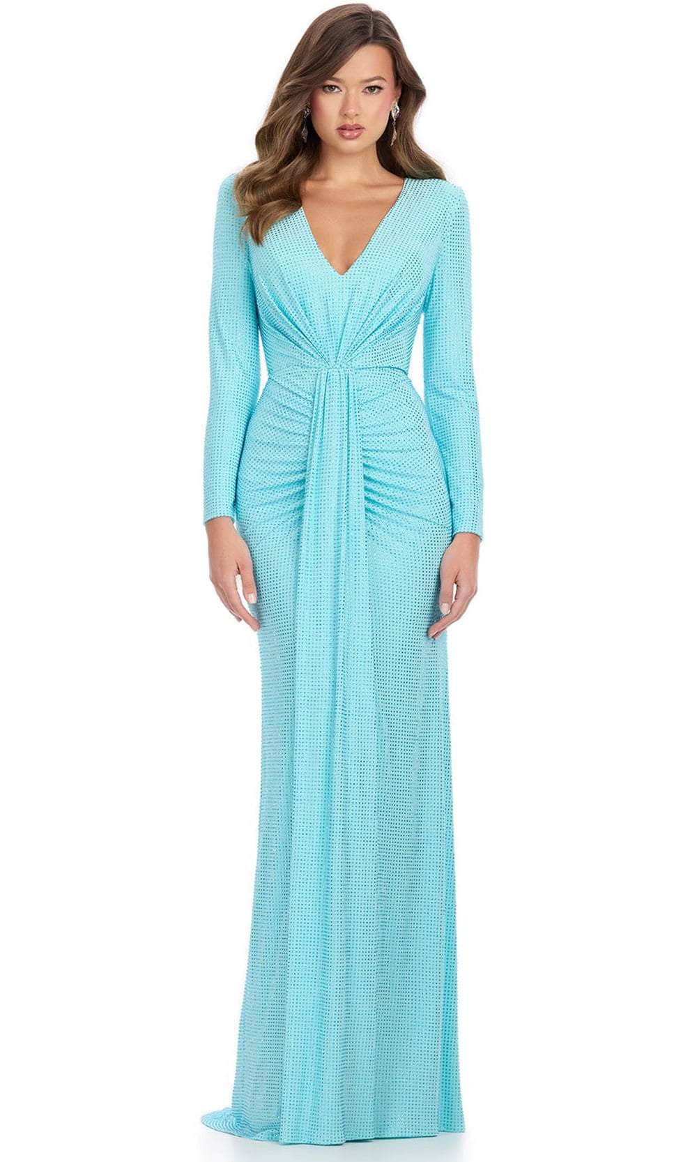 mesh long sleeve prom dress Glitter Detachable Sleeves Formal Long Prom Dress The Dress Outlet