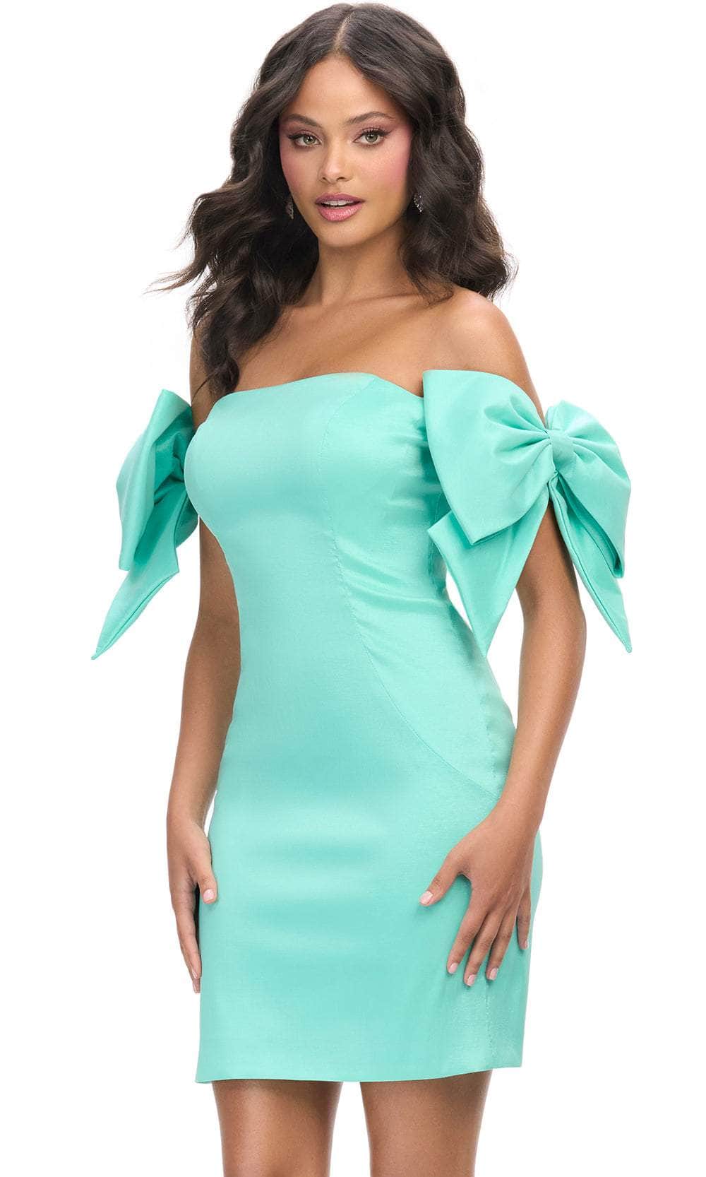 Ashley Lauren 4725 - Fitted Bow Detailed Shoulder Cocktail Dress Couture Candy Ashley Lauren 4725 - Fitted Bow Detailed Shoulder Cocktail Dress Couture Candy
