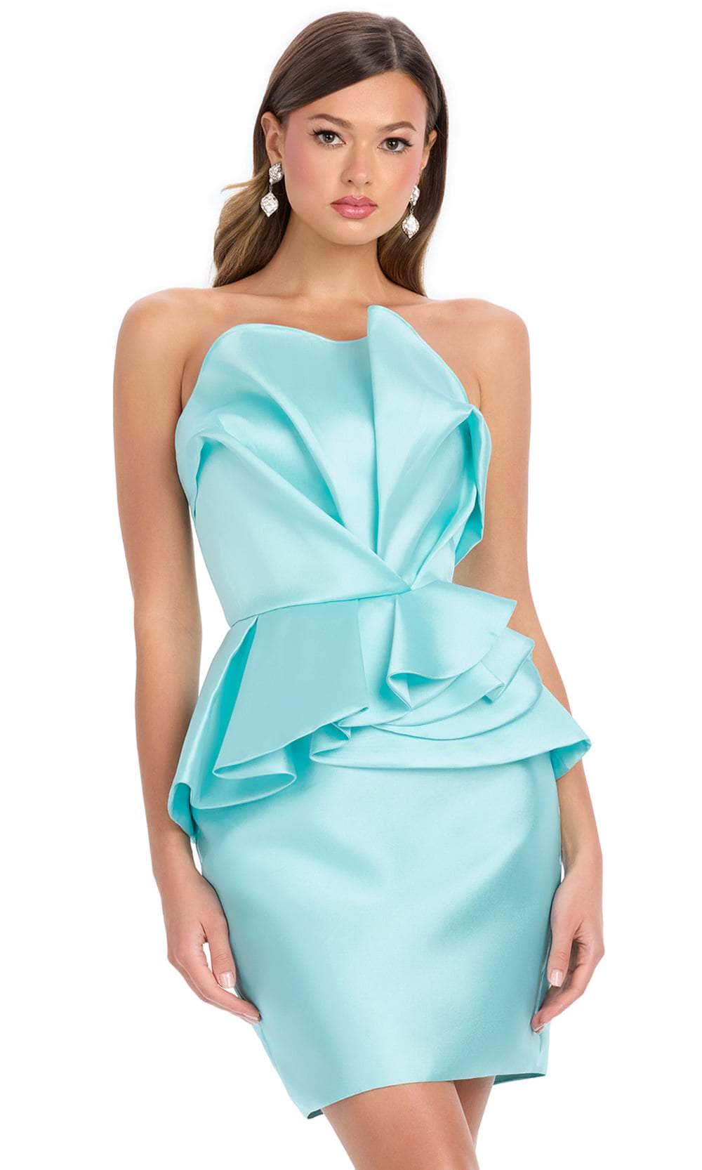 cocktail peplum dress Sleeveless Floral Jacquard Peplum Cocktail Mini Dress - SMALL / BLUE
