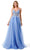 Aspeed Design L2792T - Floral Lace Applique V-neck Prom Dress Prom Dresses XS / Perry Blue