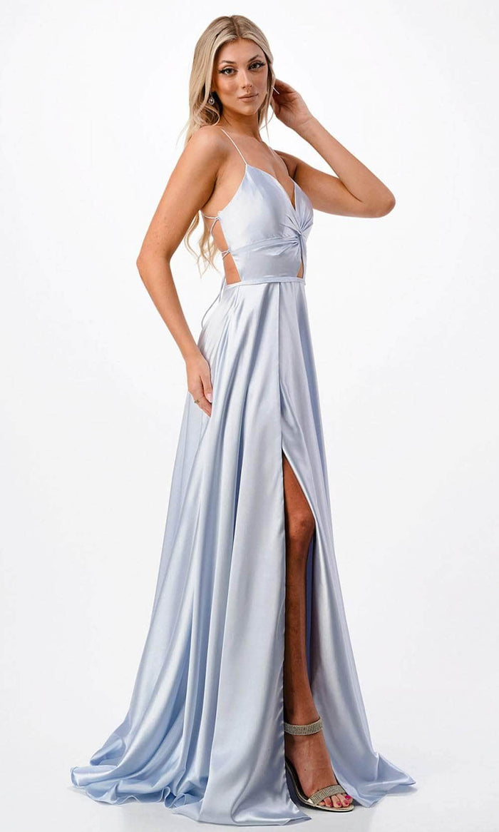 Aspeed Design P2216 - Sweetheart Twist Front Prom Gown Special Occasion Dress XS / Blue-Silver