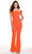 Ava Presley 27702 - Straight Across Fitted Jumpsuit Special Occasion Dress 0 / Neon Orange