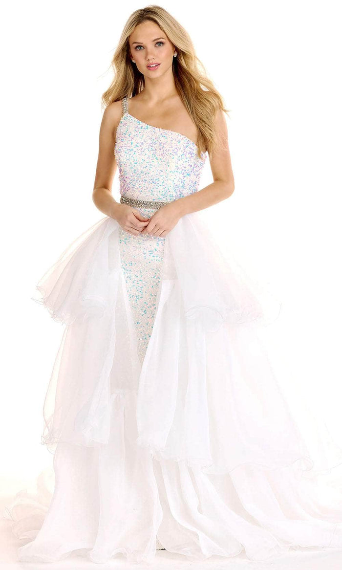 Ava Presley 27715 - Sequin Back Paneled Prom Dress Special Occasion Dress 00 / Iridescent White