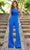 Ava Presley 28226 - Beaded Sleeve Asymmetric Jumpsuit Romper 00 / Royal