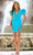 Ava Presley 28315 - V-Neck Puff Sleeve Cocktail Dress Cocktail Dresses 00 / Turquoise
