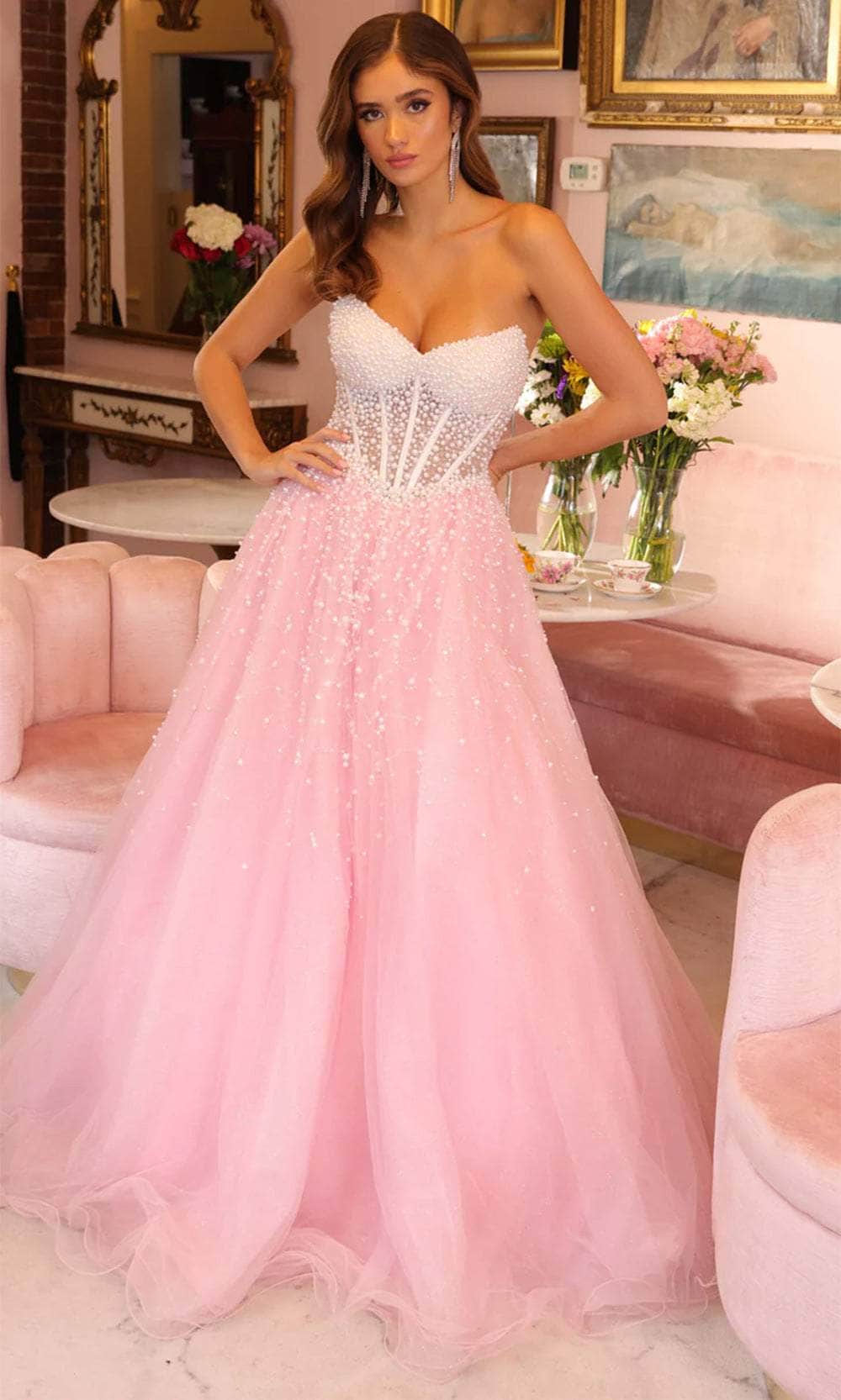 Ava Presley 29226 - Pearl Embellished A-Line Prom Gown Ava Presley 29226 - Pearl Embellished A-Line Prom Gown