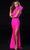 Ava Presley 37324 - Feather Prom Dress with Slit Special Occasion Dress 00 / Fuchsia