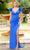Ava Presley 37324 - Feather Prom Dress with Slit Special Occasion Dress 00 / Royal