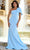 Ava Presley 38347 - Bow Draped Prom Dress Special Occasion Dress 00 / Light Blue