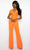 Ava Presley 38553 - Ruffle Detailed V-Neck Jumpsuit Romper 0 / Orange