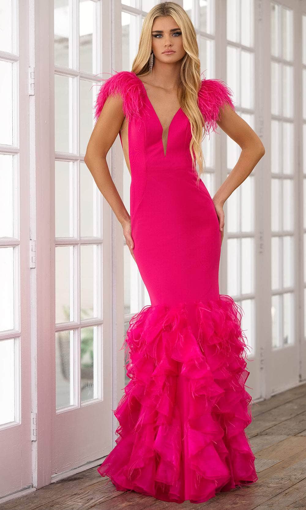 Ava Presley 39312 - Ruffled Flare Prom Dress 0 / Hot Pink - Shop Ava Presley Dresses On Couture Candy at CoutureCandy.com Ava Presley 39312 - Ruffled Flare Prom Dress 0 / Hot Pink - Shop Ava Presley Dresses On Couture Candy at CoutureCandy.com