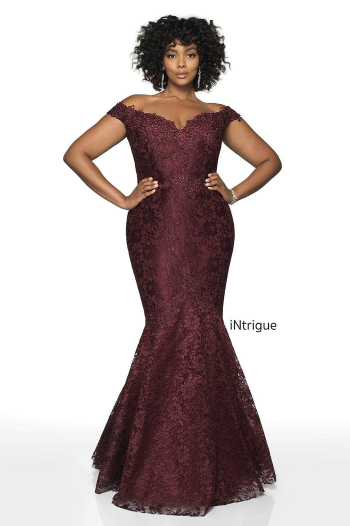 Blush by Alexia Designs 425W - Floral Lace Off Shoulder Formal Gown Special Occasion Dress 16W / Wine