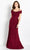 Cameron Blake CB762 - Pleated Off Shoulder Evening Gown Special Occasion Dress 4 / Wine
