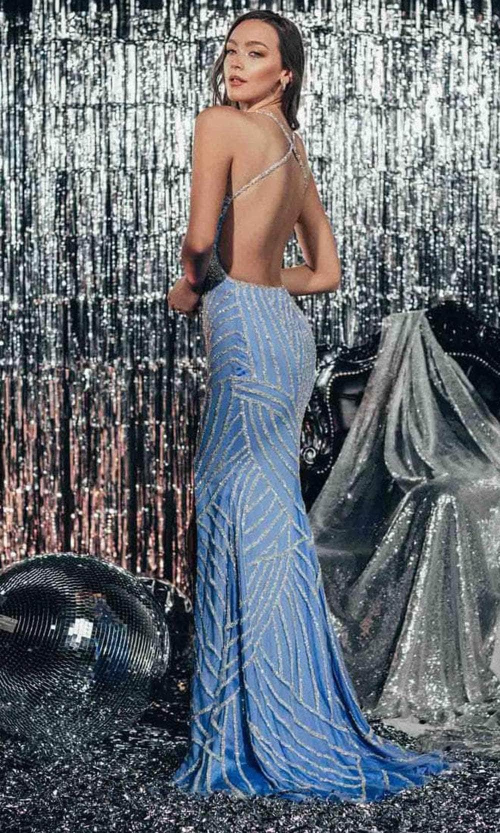 Chic and Holland AF330092 - Rhinestone Embellished Open Back Prom Gown Couture Candy Chic and Holland AF330092 - Rhinestone Embellished Open Back Prom Gown Couture Candy