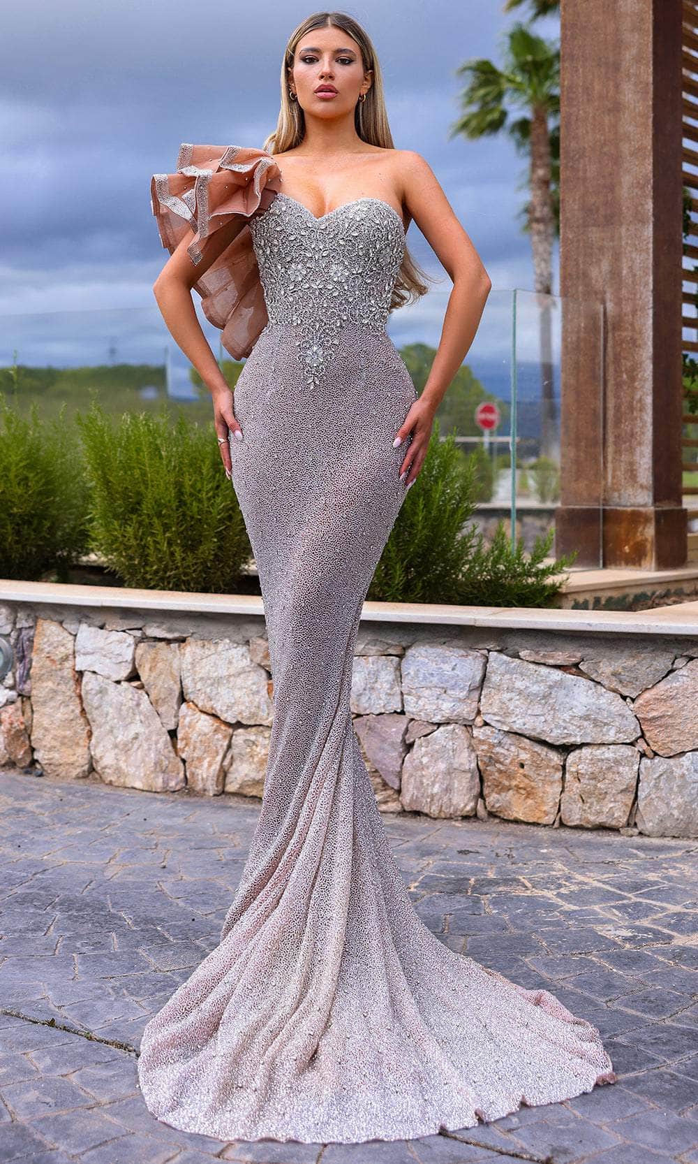 Chic and Holland HF110277 Prom Dress - Silver/Nude | NewYorkDress Chic and Holland HF110277 Prom Dress - Silver/Nude | NewYorkDress