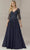 Christina Wu Elegance 17109 - Quarter Sleeve Beaded Evening Dress Evening Dresses 2 / Navy