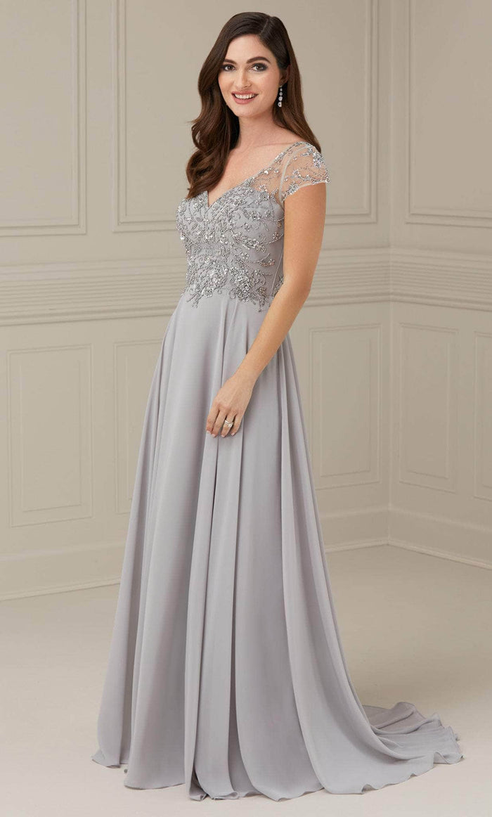 Christina Wu Elegance 17116 - Beaded Illusion Bodice Evening Dress Evening Dresses 2 / Bridal Silver