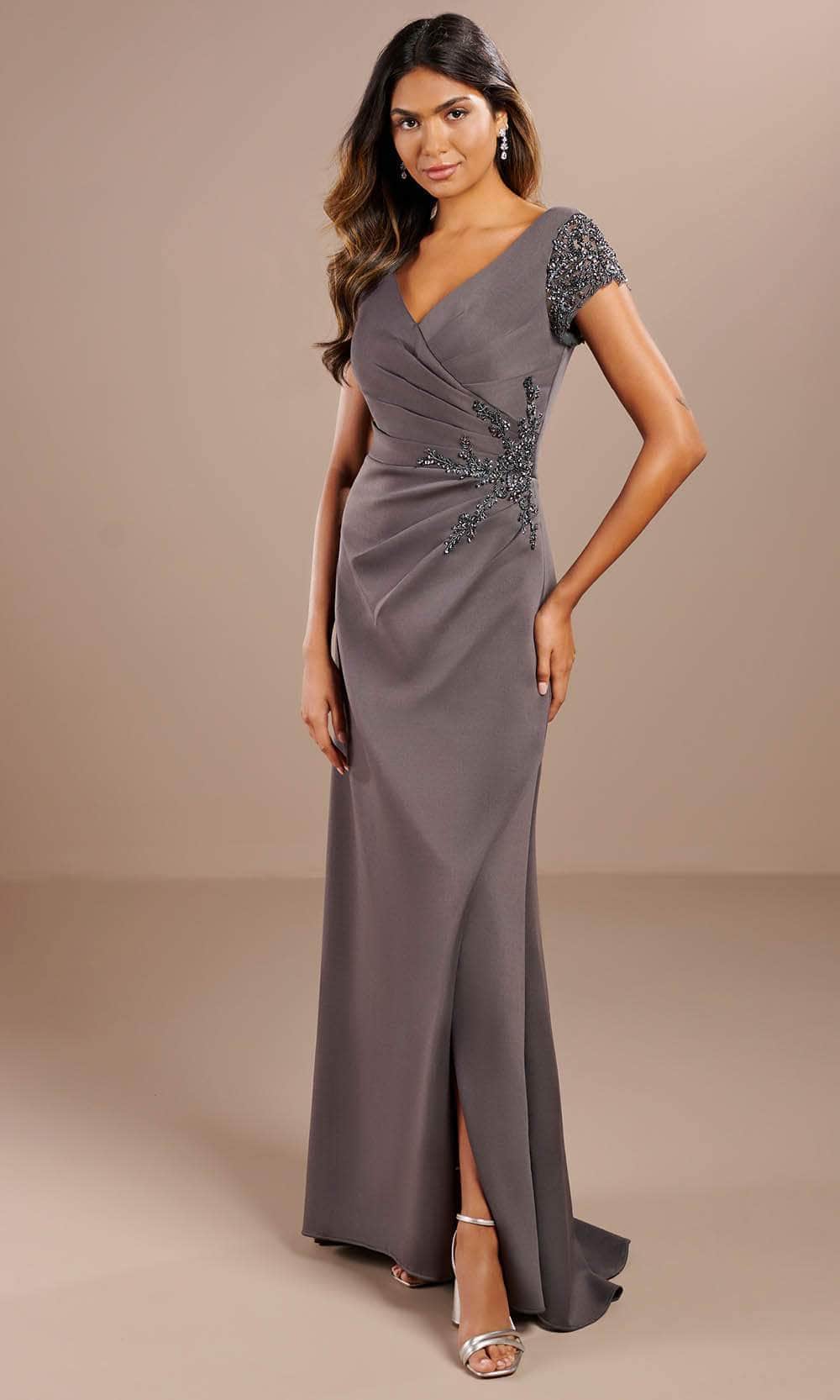 Christina Wu Elegance 17147 - Beaded Short Sleeve Evening Dress 14 / Charcoal - Shop Christina Wu Elegance dresses on Couture Candy at Christina Wu Elegance 17147 - Beaded Short Sleeve Evening Dress 14 / Charcoal - Shop Christina Wu Elegance dresses on Couture Candy at