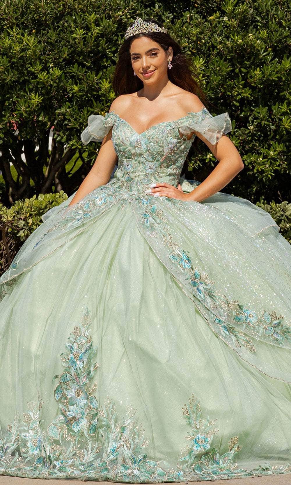Cinderella Couture 8089J Embroidered Off-Shoulder Ballgown