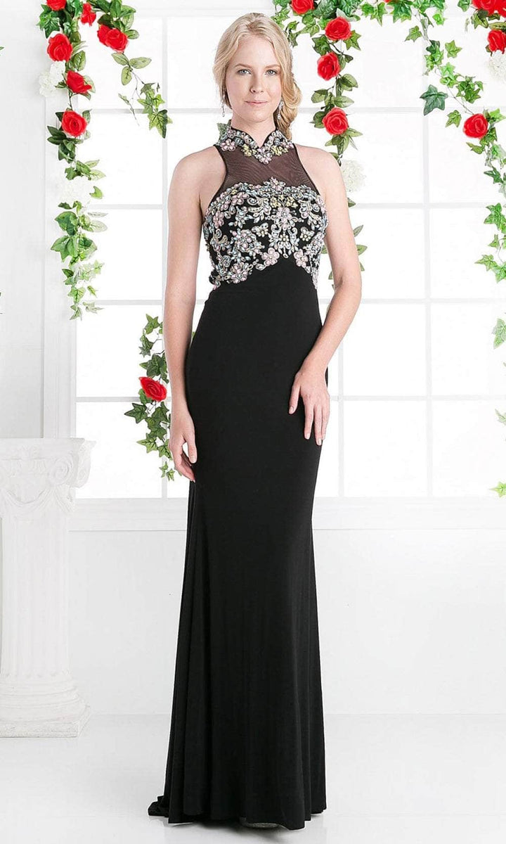 Embellished Halter Neck Cutout Evening Gown with Fitted Silhouette main image 1