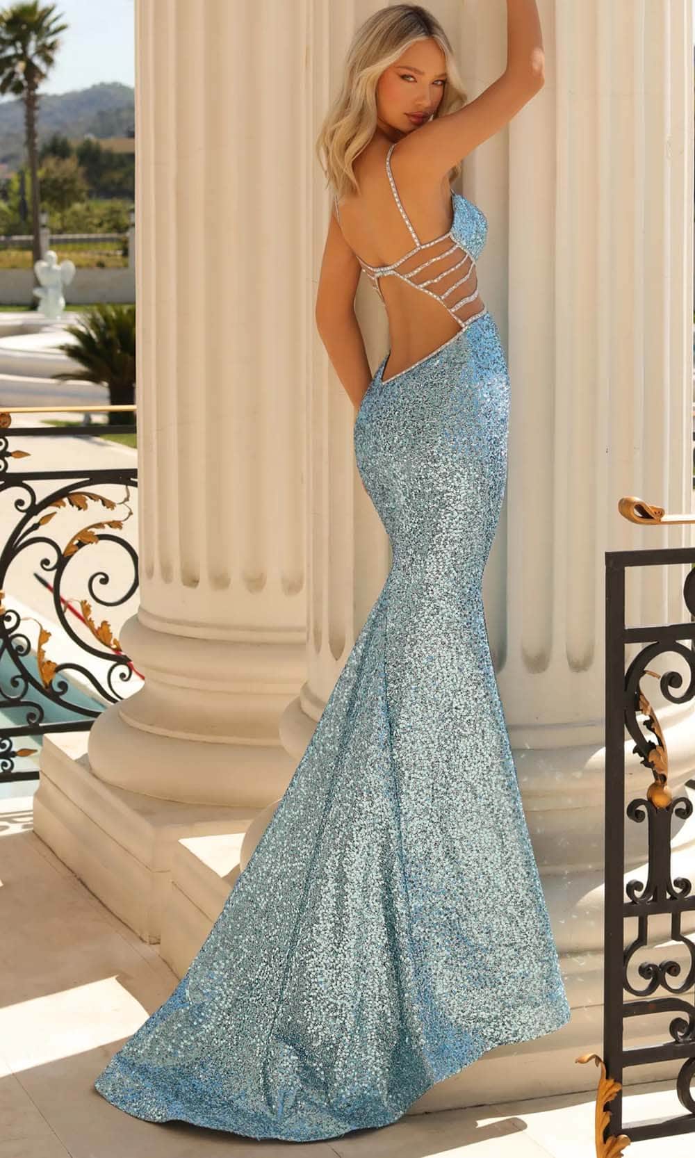 Prom Mermaid Sweetheart Sequin Floor-Length Sequin Gown 810730 by Clarisse 12 / Metallic Blue Prom Mermaid Sweetheart Sequin Floor-Length Sequin Gown 810730 by Clarisse 12 / Metallic Blue