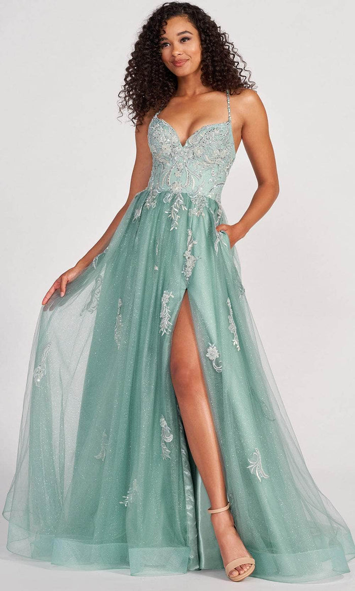 Colette By Daphne CL2062 - Glitter Tulle Prom Dress Prom Dresses 00 / Sage