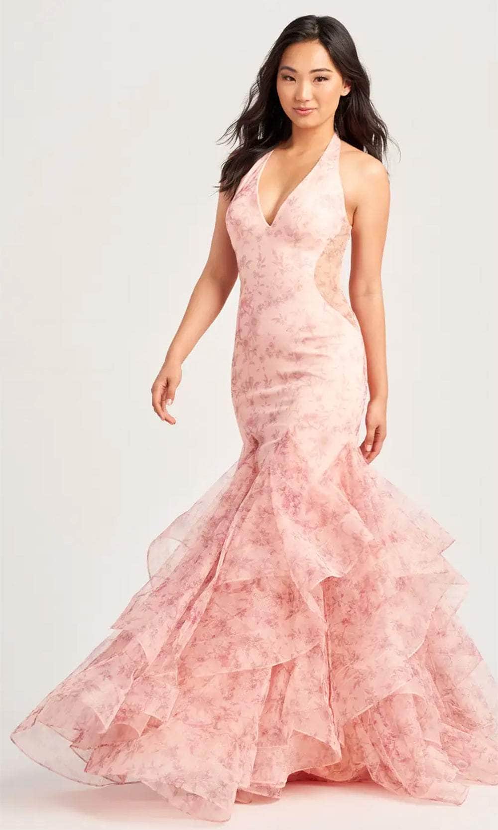 Colette By Daphne CL5234 - Floral Halter Prom Dress Colette By Daphne CL5234 - Floral Halter Prom Dress