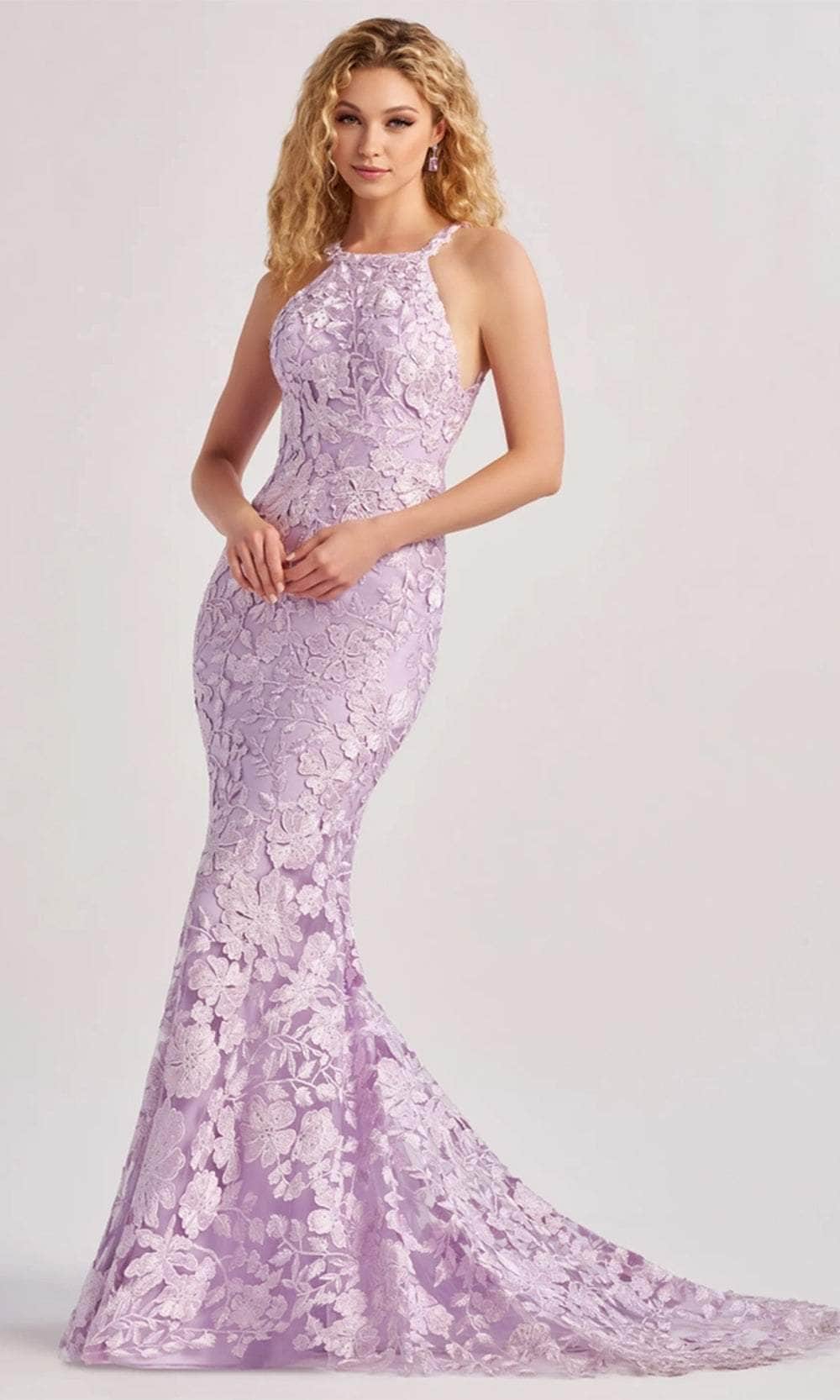 Colette By Daphne CL8665 - Embroidered Halter Prom Dress Colette By Daphne CL8665 - Embroidered Halter Prom Dress