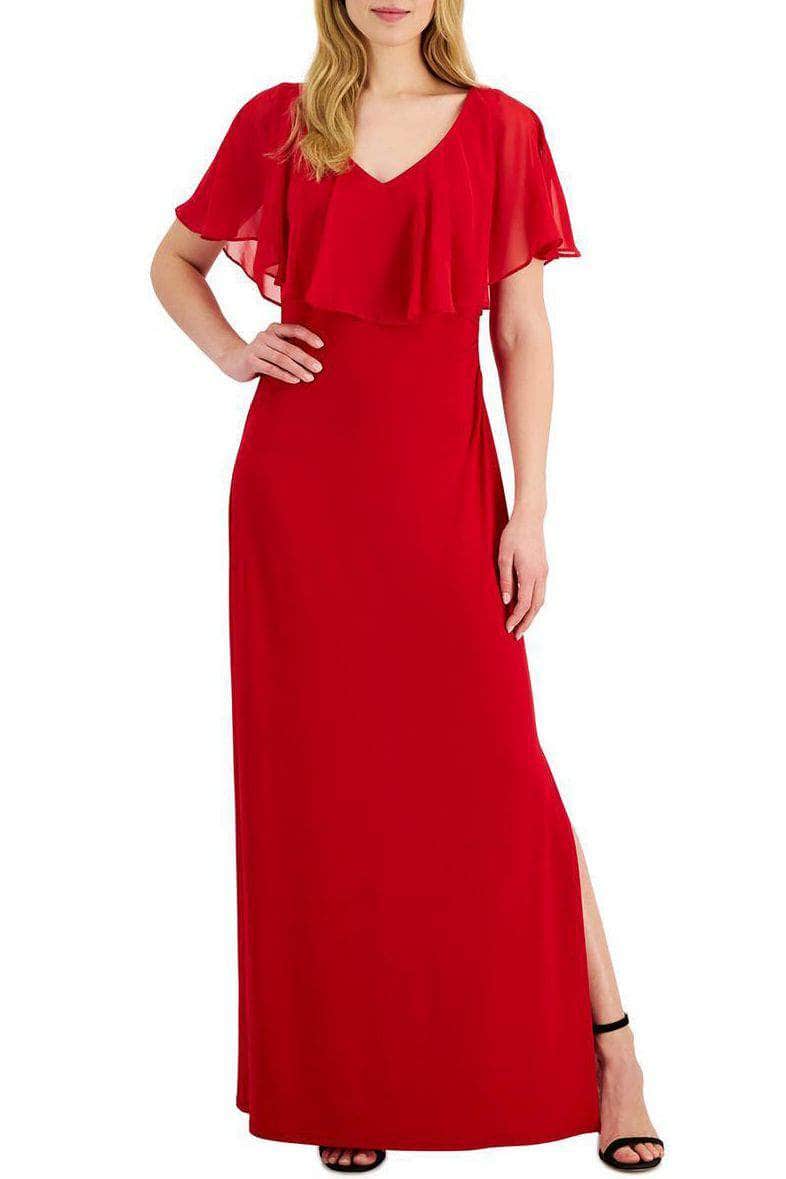 Connected Apparel T1312927M1 - Short Flutter Sleeve Evening Dress Connected Apparel T1312927M1 - Short Flutter Sleeve Evening Dress