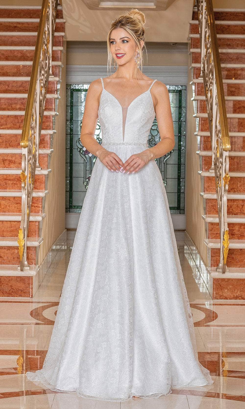 Dancing Queen 0225 - Plunging V-Neck A-Line Wedding Gown Dancing Queen 0225 - Plunging V-Neck A-Line Wedding Gown